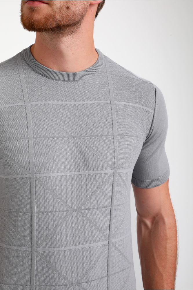 GESTRUCTUREERD T SHIRT 155510 605 grey melange